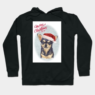 Smooth Haired Chihuahua Merry Christmas Santa Dog Hoodie